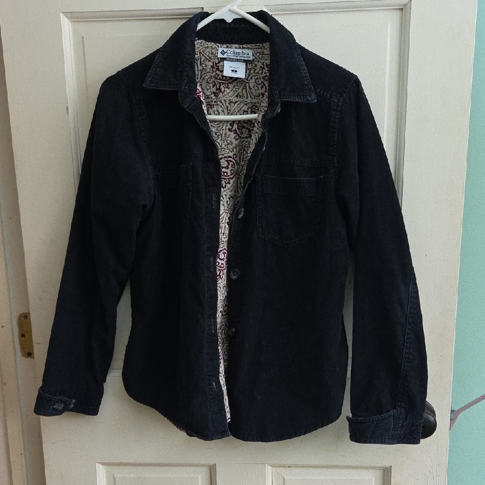 Columbia Black Corduroy Shirt with Patterned Lining